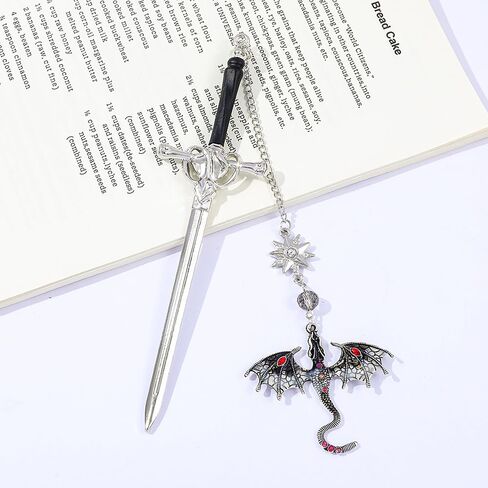 Fantasy Fount Wing Dragon Sword Longmarks - علامات صفحات Fourth Wing Fans Cool Porklarks for Men Fantasy Dragon Gifts للقراء الذكور كهدايا أعياد الميلاد (مجموعة Dragon Bookmark 1) in Kuwait