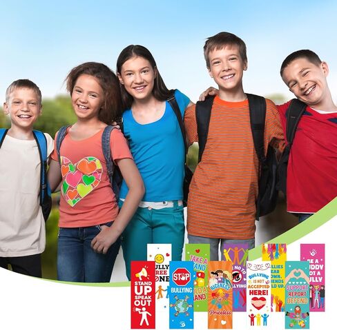 Epakh 100pcs Anti Bullying Bookmark for Classroom, 5.51 x 1.97 Inch Assorted Quality Reading Bookmarks for Kids, Anti-Bullying Awareness for Schools, Events in Saudi Arabia