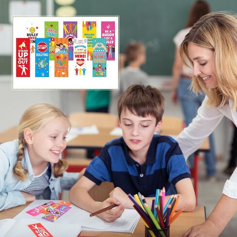 Epakh 100pcs Anti Bullying Bookmark for Classroom, 5.51 x 1.97 Inch Assorted Quality Reading Bookmarks for Kids, Anti-Bullying Awareness for Schools, Events in Saudi Arabia