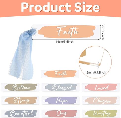 Honoson 20 PCS الإشارات الإشارات المسيحية الأكريليك للنساء Clear Pastel Bible Bible Lundmarks with Chiffon Ribbon Ribbon Relize Religion Journal Accountor to Lovers Curch Events Back to School Gift in Kuwait