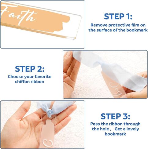 Honoson 20 PCS الإشارات الإشارات المسيحية الأكريليك للنساء Clear Pastel Bible Bible Lundmarks with Chiffon Ribbon Ribbon Relize Religion Journal Accountor to Lovers Curch Events Back to School Gift in Kuwait