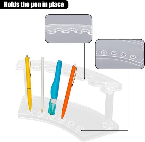 2PCS PEN DISPLAY STAND ، 6 فتحة شاشة عرض القلم الصافية حامل القلم أكريليك حامل الرف الحواجب تنظيم تخزين الفرش in Kuwait