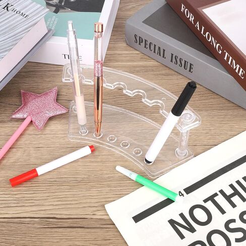 2PCS PEN DISPLAY STAND ، 6 فتحة شاشة عرض القلم الصافية حامل القلم أكريليك حامل الرف الحواجب تنظيم تخزين الفرش in Kuwait