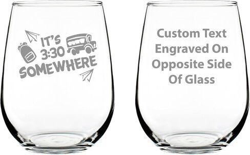 It's 3:30 Somewhere – Stemless Wine Glass - Cute Funny Teacher Gifts for Women - Fun Teacher Decor - Large in Saudi Arabia