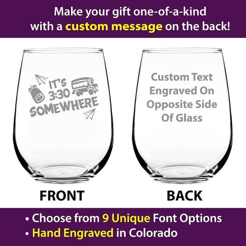 It's 3:30 Somewhere – Stemless Wine Glass - Cute Funny Teacher Gifts for Women - Fun Teacher Decor - Large in Saudi Arabia