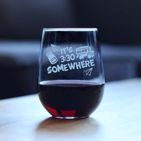 It's 3:30 Somewhere – Stemless Wine Glass - Cute Funny Teacher Gifts for Women - Fun Teacher Decor - Large in Saudi Arabia