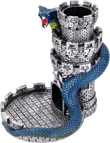 برج القلعة DND Dice Tower ، Snake D&D Dice Rolling Tower لتلعب الأدوار ولعبة الطاولة (الفضة القديمة) in Kuwait
