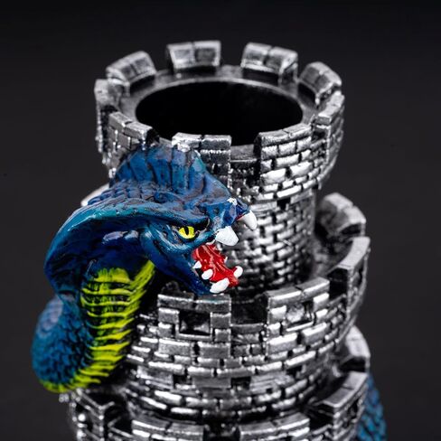 برج القلعة DND Dice Tower ، Snake D&D Dice Rolling Tower لتلعب الأدوار ولعبة الطاولة (الفضة القديمة) in Kuwait