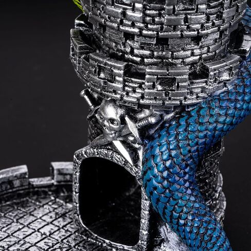 برج القلعة DND Dice Tower ، Snake D&D Dice Rolling Tower لتلعب الأدوار ولعبة الطاولة (الفضة القديمة) in Kuwait