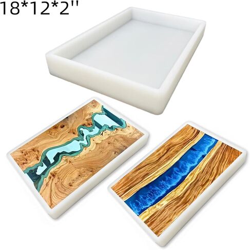قالب سيليكون كبير 18x12x2 بوصة (46x30 × 5 سم)-قالب إيبوكسي بلاتيني عميق لجداول الأنهار ولوحات الشركتيري وفن الراتنج-غير مصقم غير مصقم ، آمن ، غسالة أطباق ، غسالة طعام. in Saudi Arabia
