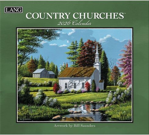 Lang Companies, Country Churches 2026 Wall Calendar by Bill Saunders, 13.4'' X 12'', 12-Month Calendar with Stapled Binding in Saudi Arabia