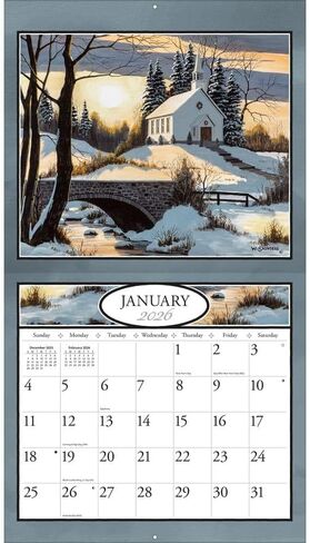 Lang Companies, Country Churches 2026 Wall Calendar by Bill Saunders, 13.4'' X 12'', 12-Month Calendar with Stapled Binding in Saudi Arabia