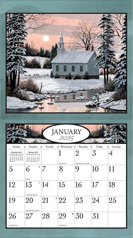 Lang Companies, Country Churches 2026 Wall Calendar by Bill Saunders, 13.4'' X 12'', 12-Month Calendar with Stapled Binding in Saudi Arabia