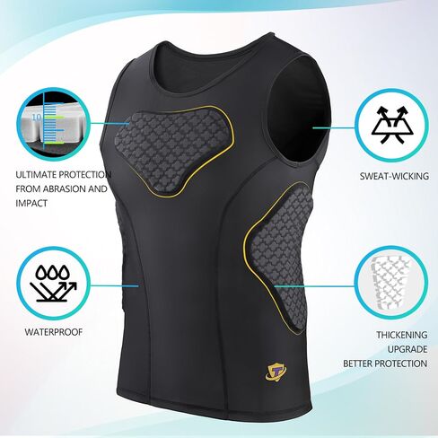 TUOY Padded Sleeveless Shirt Rib Protector Compression Protective Shirt in Kuwait