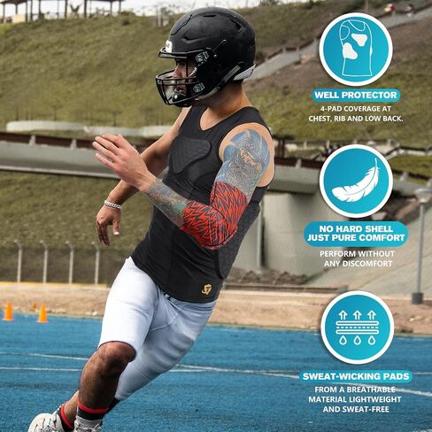 TUOY Padded Sleeveless Shirt Rib Protector Compression Protective Shirt in Kuwait