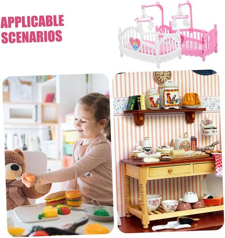 4pcs Miniature Dollhouse Furniture Set: Cute Cartoon Crib Decor for Doll House, Assorted Colors, Abs Material, for Playtime and Decoration in Saudi Arabia