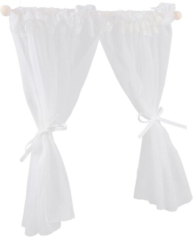 2PCS Miniature Lace Curtain for Dollhouse Mini Window Shades Sheer Curtain Tiny Doll House Accessory for Mini House Decor in Saudi Arabia