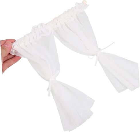 2PCS Miniature Lace Curtain for Dollhouse Mini Window Shades Sheer Curtain Tiny Doll House Accessory for Mini House Decor in Saudi Arabia