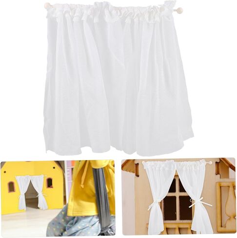 2PCS Miniature Lace Curtain for Dollhouse Mini Window Shades Sheer Curtain Tiny Doll House Accessory for Mini House Decor in Saudi Arabia