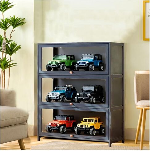 Curio Display Cabinet with Acrylic Doors for Collectibles Small Curio Cabinet 4 Tier 3 Tier Figures Display Case Toys Display Shelves Vitrina Storage Cabinet,Brown,4 Tier_Flip Up Door in Saudi Arabia