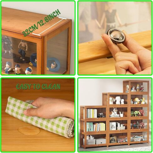 Curio Display Cabinet with Acrylic Doors for Collectibles Small Curio Cabinet 4 Tier 3 Tier Figures Display Case Toys Display Shelves Vitrina Storage Cabinet,Brown,4 Tier_Flip Up Door in Saudi Arabia