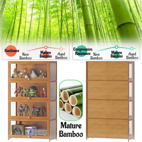 Curio Display Cabinet with Acrylic Doors for Collectibles Small Curio Cabinet 4 Tier 3 Tier Figures Display Case Toys Display Shelves Vitrina Storage Cabinet,Brown,4 Tier_Flip Up Door in Saudi Arabia