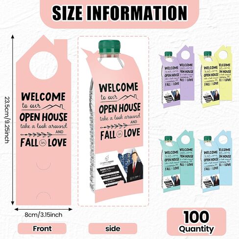 100 PCS Open House House Bottle Bottle Tags for Real Estate Agent Foundies Bottle Bottle Signs Signs Real Estate Label Gifts for Agent Favors Supplies ، 3.15 × 9.25 inch in Saudi Arabia