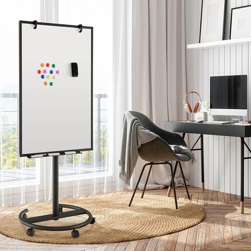 Goplus 40" x 26" Rolling Whiteboard, Height Adjustable Magnetic Dry Erase Board on Wheels with Round Stand, Paper Clips, Storage Tray, Paper Pad, Magnets, Markers, Mobile White Board for Office School in Saudi Arabia