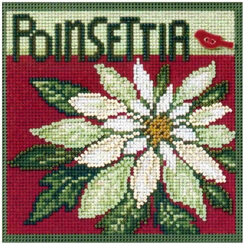 Poinsettia Beaded Counted Cross Stitch Christmas Kit Mill Hill MH14-9301 Buttons & Beads 2009 Winter in Saudi Arabia