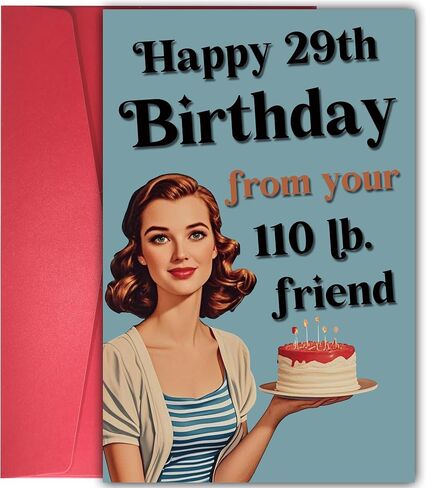 بطاقة عيد ميلاد روح الدعابة للنساء لها ، هدية BDAY مضحكة لمدة 30 ، 40 ، 50 ، 60 ، 70 ، 75 ، 80 ، 90 ، عيد ميلاد سعيد 29 من صديقك 110 رطل. in Kuwait