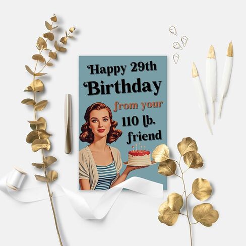 بطاقة عيد ميلاد روح الدعابة للنساء لها ، هدية BDAY مضحكة لمدة 30 ، 40 ، 50 ، 60 ، 70 ، 75 ، 80 ، 90 ، عيد ميلاد سعيد 29 من صديقك 110 رطل. in Kuwait