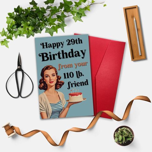بطاقة عيد ميلاد روح الدعابة للنساء لها ، هدية BDAY مضحكة لمدة 30 ، 40 ، 50 ، 60 ، 70 ، 75 ، 80 ، 90 ، عيد ميلاد سعيد 29 من صديقك 110 رطل. in Kuwait