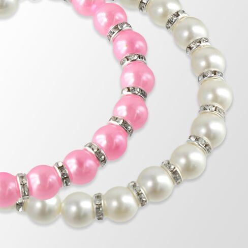 2 PCS طوق قلادة لؤلؤة للكلب القط ، الياقات الجرو الأحيان الأليف ، الياقات الملحومة باللؤلؤ للكلاب (S ، وردي ، أبيض) in Kuwait