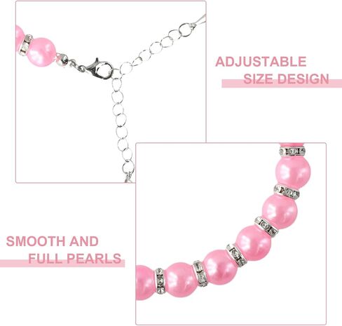 2 PCS طوق قلادة لؤلؤة للكلب القط ، الياقات الجرو الأحيان الأليف ، الياقات الملحومة باللؤلؤ للكلاب (S ، وردي ، أبيض) in Kuwait