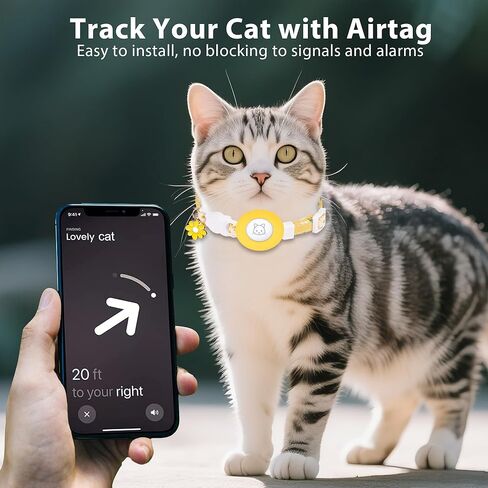 Aiitle Airtag Cat Cat - مشبك أمان قابل للفصل ، طوق قابل للتعديل من أجل الراحة للعطلات/التخييم (الوردي) in Kuwait