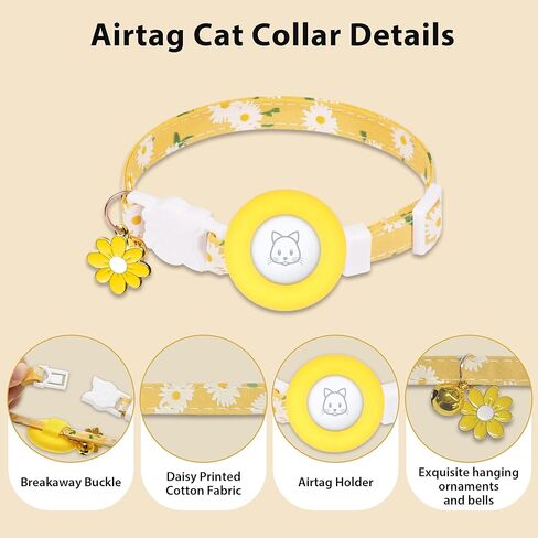 Aiitle Airtag Cat Cat - مشبك أمان قابل للفصل ، طوق قابل للتعديل من أجل الراحة للعطلات/التخييم (الوردي) in Kuwait