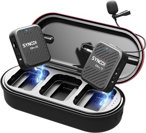 SYNCO Wireless Lavalier Microphones & System, G1(A2) Pro Lapel Mic Dual Pack with Charging Case Noise Cancellation 492FT 8H for Online Class/Vlog/YouTube/Tiktok, Wireless-Lavalier-Mic-for-Camera in Kuwait