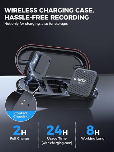 SYNCO Wireless Lavalier Microphones & System, G1(A2) Pro Lapel Mic Dual Pack with Charging Case Noise Cancellation 492FT 8H for Online Class/Vlog/YouTube/Tiktok, Wireless-Lavalier-Mic-for-Camera in Kuwait