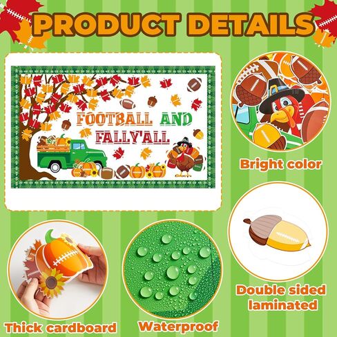 خريف كرة القدم ، مجموعة ألواح ، زخارف الفصول الدراسية الرياضية ، الخريف ، وقابل ، وقاطع اليقطين ، وورق كرة القدم ، in Kuwait