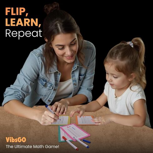 Math Flash Cards for Kids (Grades 1-3) | Addition, Subtraction, Multiplication & Division | 4-Pack Set with Rings & Markers | Educational Fun & Learning Game in Saudi Arabia