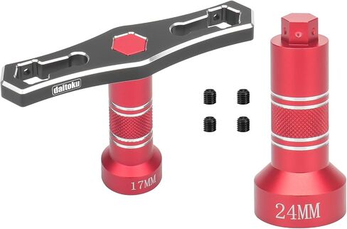 daitoku Interchangeable 17mm & 24mm Wheel Hex Nut Socket Sleeve Wrench for 1/6 1/8 1/10 RC Crawler Car Buggy - Red in Saudi Arabia