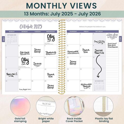 Daisy by bloom daily planners 2025-2026 Academic Year Student Planner (July 2025 - July 2026) - Elementary Through Middle School Calendar Agenda Book - 7" x 9" - Cotton Candy Clouds in Saudi Arabia