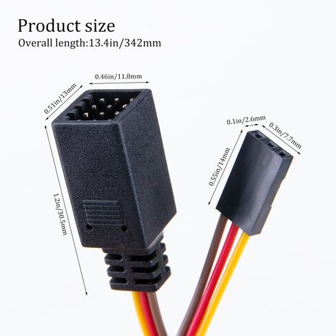 Zorza 2PCS Servo Splitter Cable 1-to-4 Y Harness يؤدي إلى سلك الخائن لطائرات RC Cars Airplanes لمستقبل Servo ESC و Cannel in Kuwait