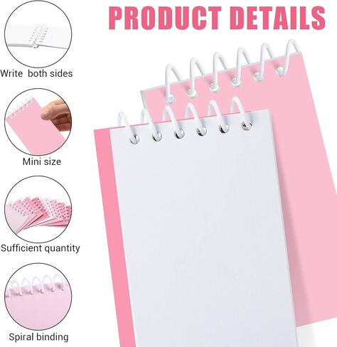 Epakh 24 Pcs Back to School Gift for Student Bulk Small Pocket Spiral Notebook Memo Pads Mini Blank Pocket Notebooks 20 Sheets Per Notebook for School Classroom Home Office Nurses(Pink) in Saudi Arabia