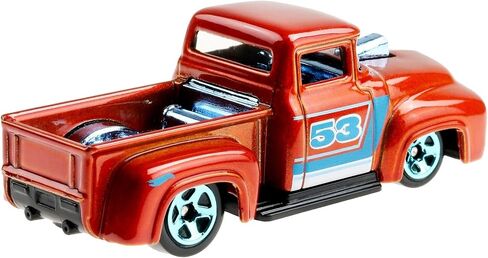 العجلات الساخنة Orange & Blue 53 Meniversary Custom '56 Ford Truck 2/5 Diecast مركبة 1: 64 in Saudi Arabia