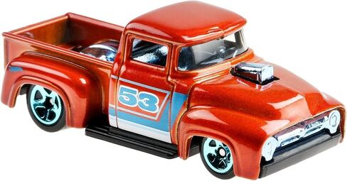 العجلات الساخنة Orange & Blue 53 Meniversary Custom '56 Ford Truck 2/5 Diecast مركبة 1: 64 in Saudi Arabia