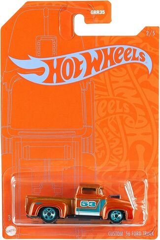 العجلات الساخنة Orange & Blue 53 Meniversary Custom '56 Ford Truck 2/5 Diecast مركبة 1: 64 in Saudi Arabia