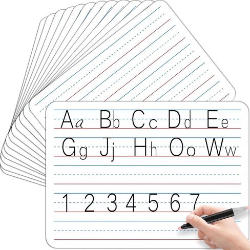 48pcs Double Sided Cardboard Lined Dry Erase Whiteboard Ruled Writing Paper Cardboard Handwriting Practice for Student Teacher Learning Tool Mini Portable Drawing Learning 12" x 9" in Saudi Arabia