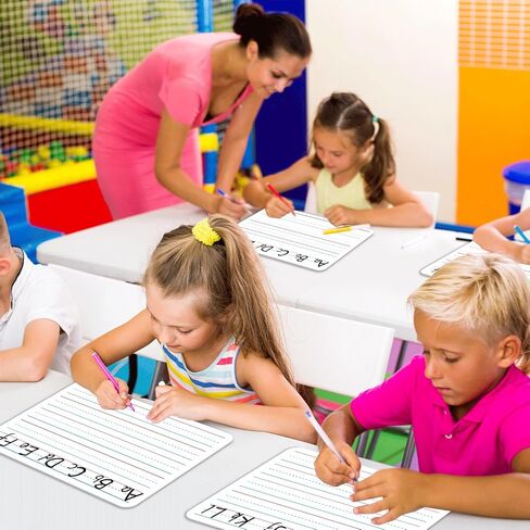 48pcs Double Sided Cardboard Lined Dry Erase Whiteboard Ruled Writing Paper Cardboard Handwriting Practice for Student Teacher Learning Tool Mini Portable Drawing Learning 12" x 9" in Saudi Arabia