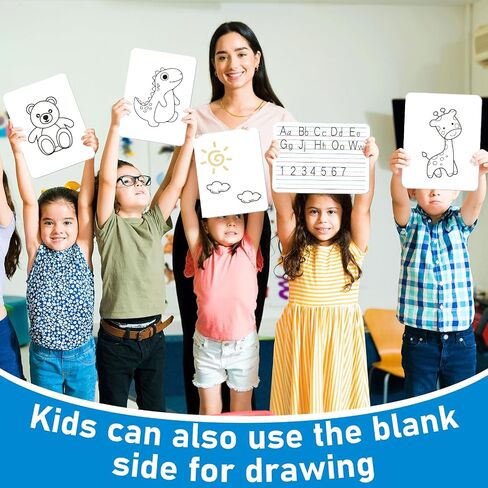 48pcs Double Sided Cardboard Lined Dry Erase Whiteboard Ruled Writing Paper Cardboard Handwriting Practice for Student Teacher Learning Tool Mini Portable Drawing Learning 12" x 9" in Saudi Arabia